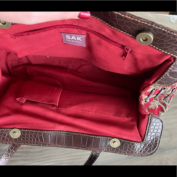 The Sak Tapestry Handbag Red/Brown - Picture 7 of 14